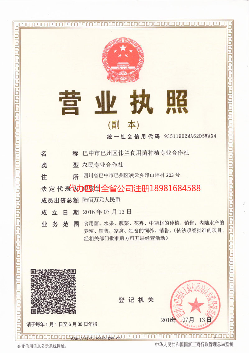 武夷山武夷山伟兰食用菌种植专业合作社